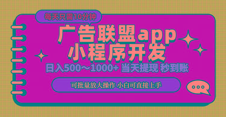 小程序开发 广告赚钱 日入500~1000+ 小白轻松上手！-创新Ovo