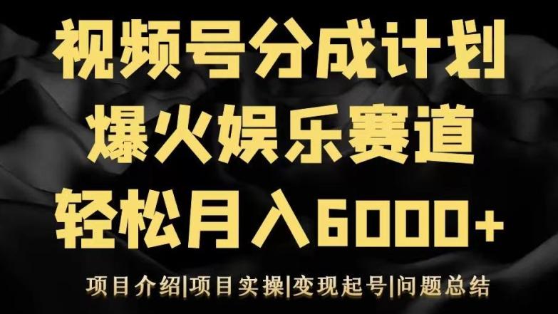 视频号创作分成计划之娱乐赛道轻松日入500+-创新Ovo
