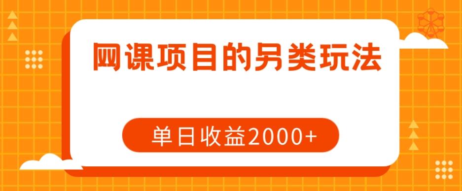 网课项目的另类玩法，单日收益2000+【揭秘】-创新Ovo