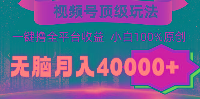 (9281期)视频号顶级玩法，无脑月入40000+，一键撸全平台收益，纯小白也能100%原创-创新Ovo