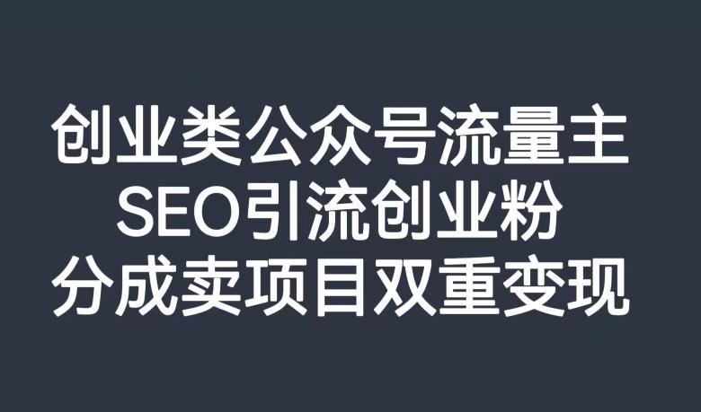 创业类公众号流量主，SEO引流创业粉，分成卖项目双重变现【揭秘】-创新Ovo