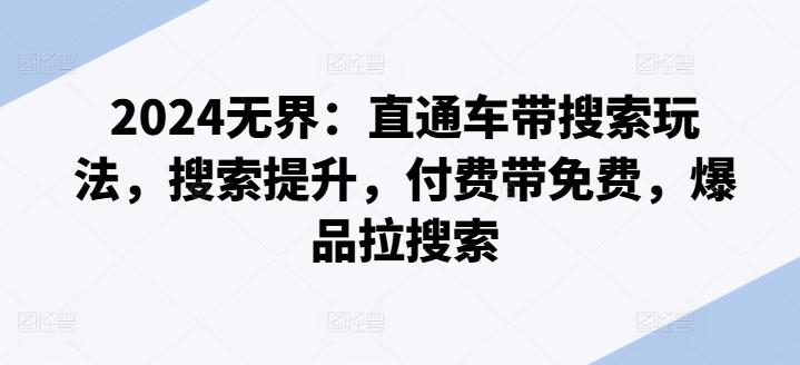 2024无界：直通车带搜索玩法，搜索提升，付费带免费，爆品拉搜索-创新Ovo
