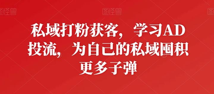 私域打粉获客，学习AD投流，为自己的私域囤积更多子弹-创新Ovo