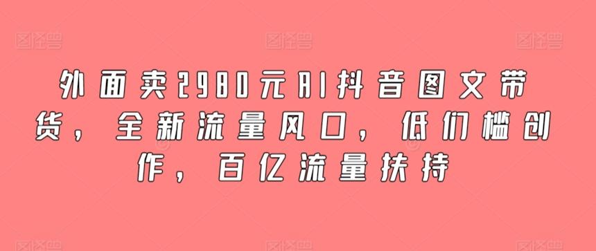 外面卖2980元AI抖音图文带货，全新流量风口，低们槛创作，百亿流量扶持-创新Ovo