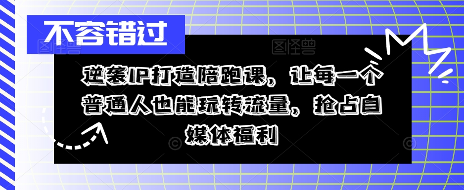 逆袭IP打造陪跑课，让每一个普通人也能玩转流量，抢占自媒体福利-创新Ovo