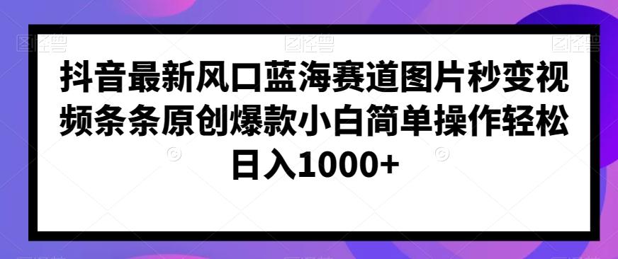 抖音最新风口蓝海赛道图片秒变视频条条原创爆款小白简单操作轻松日入1000+-创新Ovo