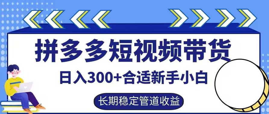 拼多多短视频带货日入300+有长期稳定被动收益，合适新手小白【揭秘】-创新Ovo