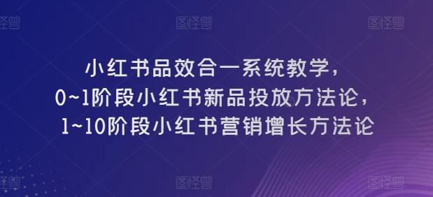 小红书品效合一系统教学，​0~1阶段小红书新品投放方法论，​1~10阶段小红书营销增长方法论-创新Ovo