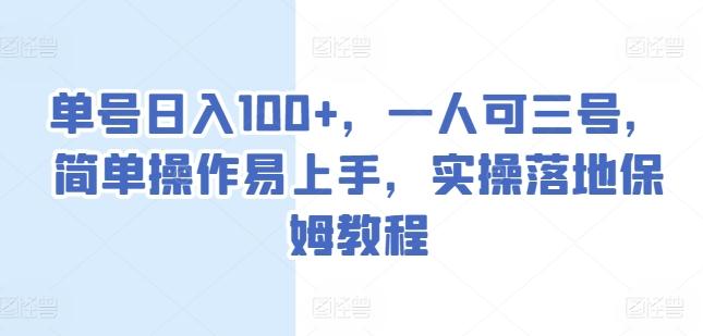 单号日入100+，一人可三号，简单操作易上手，实操落地保姆教程【揭秘】-创新Ovo
