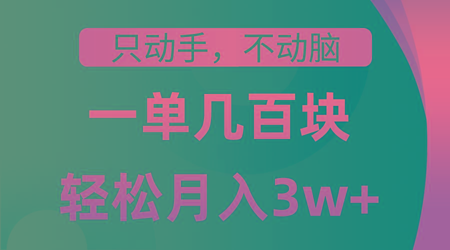只动手不动脑，一单几百块，轻松月入3w+，看完就能直接操作，详细教程-创新Ovo
