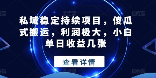 私域稳定持续项目，傻瓜式搬运，利润极大，小白单日收益几张【揭秘】-创新Ovo