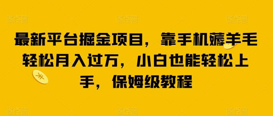 最新平台掘金项目，靠手机薅羊毛轻松月入过万，小白也能轻松上手，保姆级教程【揭秘】-创新Ovo