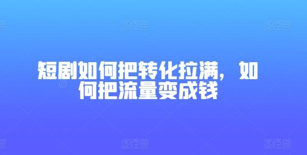 短剧如何把转化拉满，如何把流量变成钱-创新Ovo