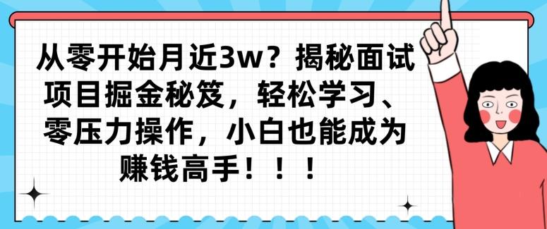 从零开始月近3w？揭秘面试项目掘金秘笈，轻松学习、零压力操作，小白也能成为赚钱高手-创新Ovo