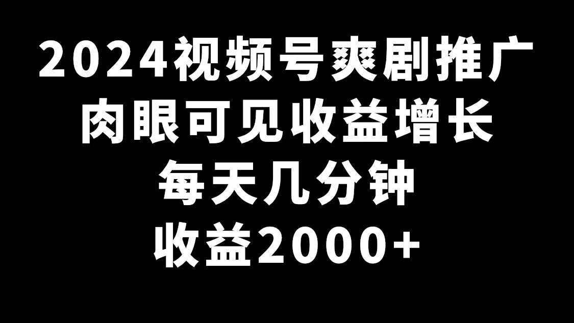 2024视频号爽剧推广，肉眼可见的收益增长，每天几分钟收益2000+-创新Ovo