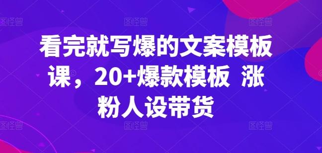 看完就写爆的文案模板课，20+爆款模板  涨粉人设带货-创新Ovo