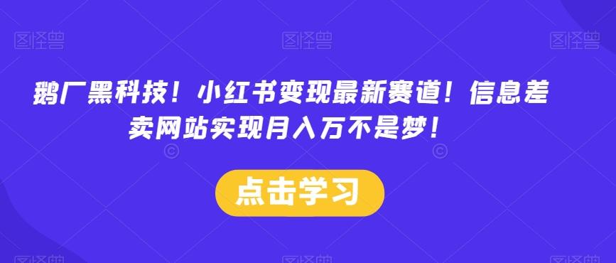 鹅厂黑科技！小红书变现最新赛道！信息差卖网站实现月入万不是梦！-创新Ovo