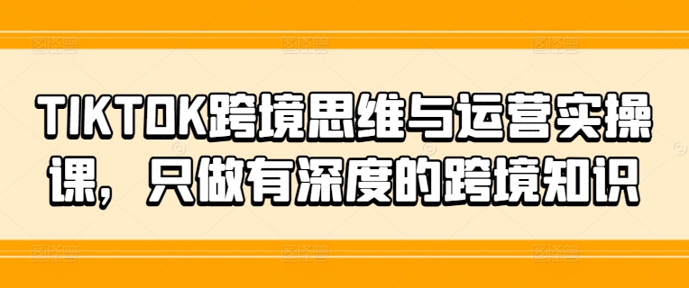 TIKTOK跨境思维与运营实操课，只做有深度的跨境知识-创新Ovo