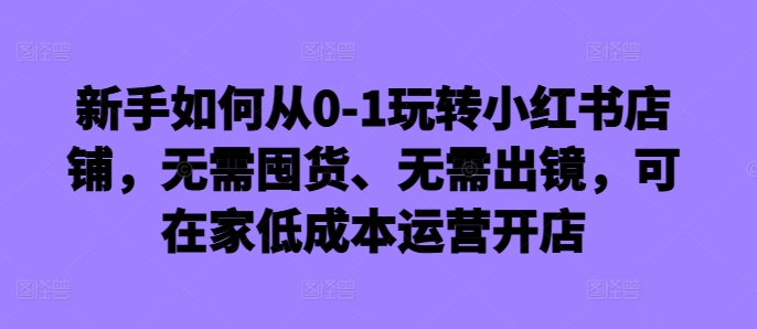 新手如何从0-1玩转小红书店铺，无需囤货、无需出镜，可在家低成本运营开店-创新Ovo