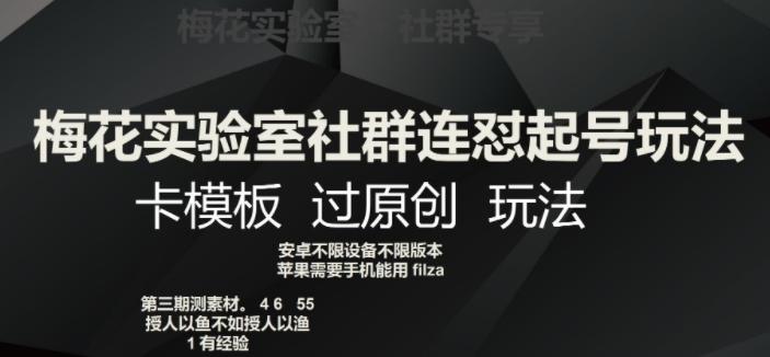 梅花实验室社群连怼起号玩法，卡模板过原创玩法【揭秘】-创新Ovo