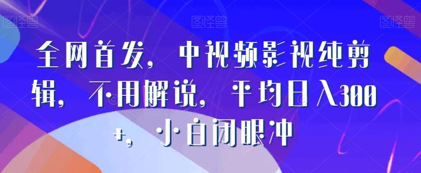 全网首发，中视频影视纯剪辑，不用解说，平均日入300+，小白闭眼冲-创新Ovo