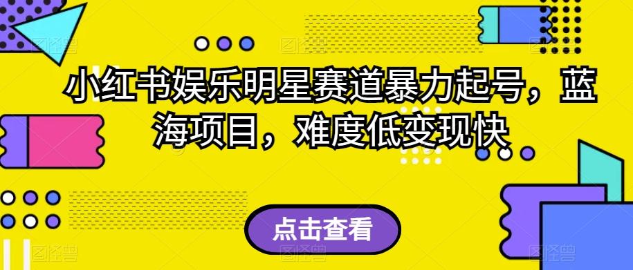 小红书娱乐明星赛道暴力起号，蓝海项目，难度低变现快【揭秘】-创新Ovo