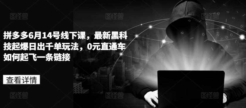 拼多多6月14号线下课，最新黑科技起爆日出千单玩法，0元直通车如何起飞一条链接-创新Ovo