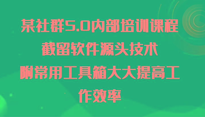 某社群5.0内部培训课程，截留软件源头技术，附常用工具箱大大提高工作效率-创新Ovo