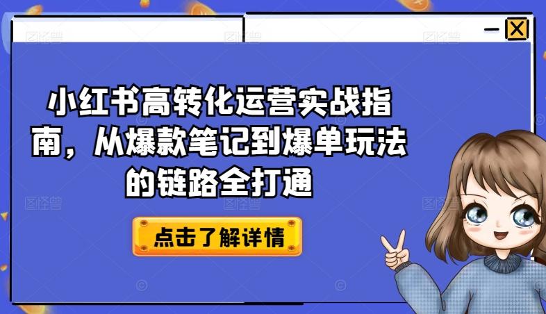 小红书高转化运营实战指南，从爆款笔记到爆单玩法的链路全打通-创新Ovo