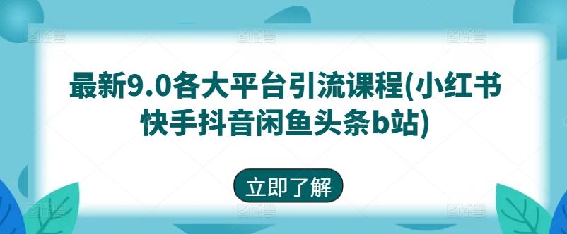 最新9.0各大平台引流课程(小红书快手抖音闲鱼头条b站)-创新Ovo