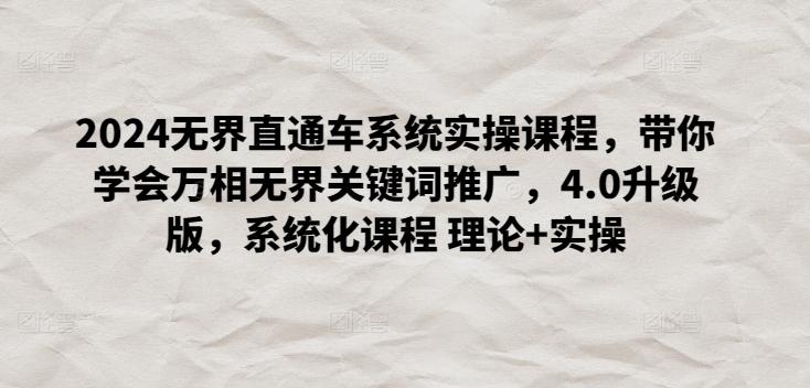 2024无界直通车系统实操课程，带你学会万相无界关键词推广，4.0升级版，系统化课程 理论+实操-创新Ovo