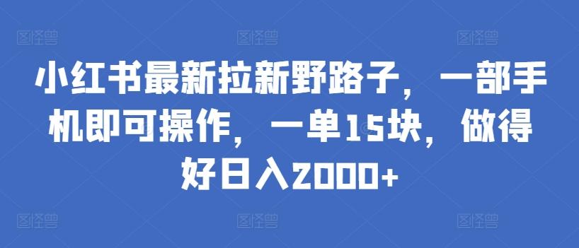 小红书最新拉新野路子，一部手机即可操作，一单15块，做得好日入2000+【揭秘】-创新Ovo