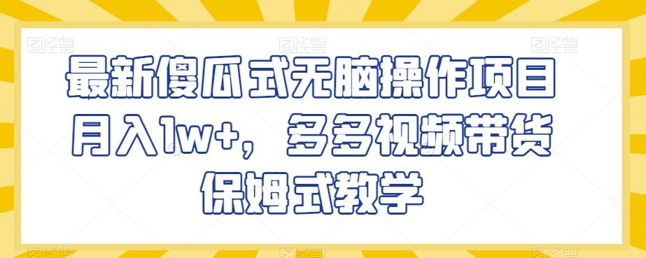 最新傻瓜式无脑操作项目月入1w+，多多视频带货保姆式教学【揭秘】-创新Ovo
