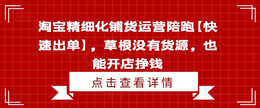 淘宝精细化铺货运营陪跑【快速出单】，草根没有货源，也能开店挣钱-创新Ovo