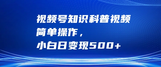 视频号知识科普视频，简单操作，小白日变现500+【揭秘】-创新Ovo