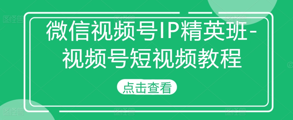 微信视频号IP精英班-视频号短视频教程-创新Ovo
