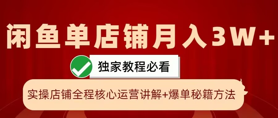 闲鱼单店铺月入3W+实操展示，爆单核心秘籍，一学就会【揭秘】-创新Ovo