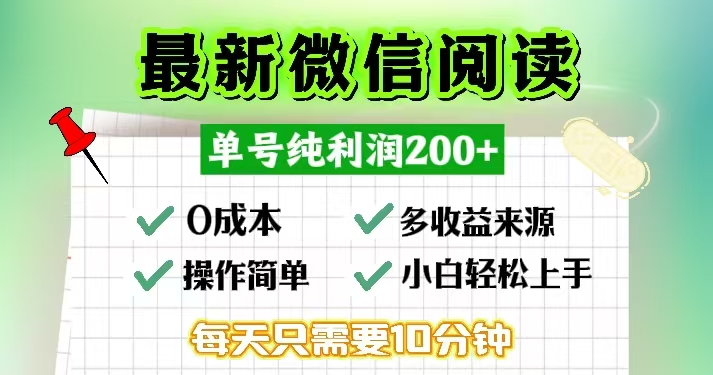 微信阅读最新玩法，每天十分钟，单号一天200+，简单0零成本，当日提现-创新Ovo