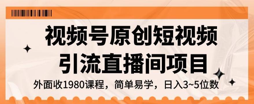 视频号原创短视频引流直播间项目，日入3~5五位数【揭秘】-创新Ovo