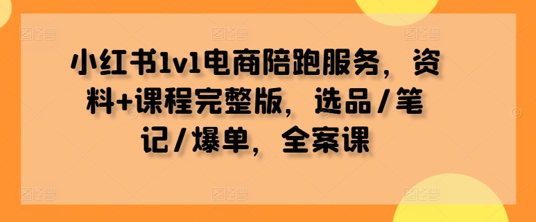 小红书1v1电商陪跑服务，资料+课程完整版，选品/笔记/爆单，全案课-创新Ovo