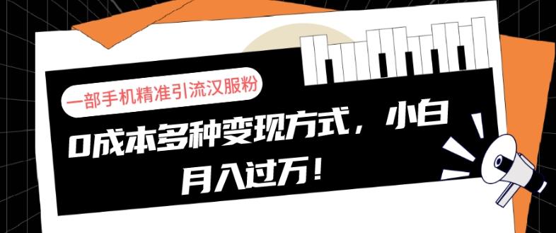 一部手机精准引流汉服粉，0成本多种变现方式，小白月入过万！-创新Ovo