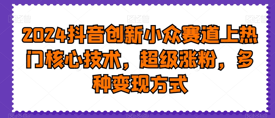 2024抖音创新小众赛道上热门核心技术，超级涨粉，多种变现方式【揭秘】-创新Ovo