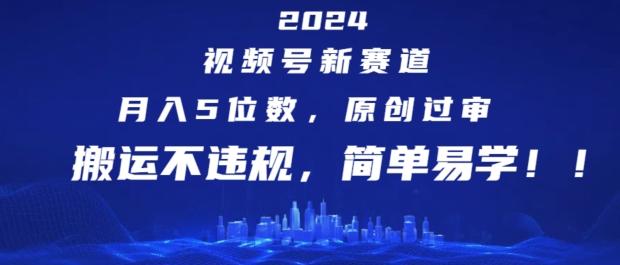 2024视频号新赛道，月入5位数+，原创过审，搬运不违规，简单易学【揭秘】-创新Ovo