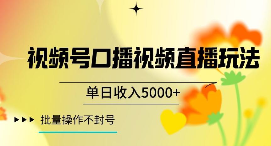 视频号囗播视频直播玩法，单日收入5000+，批量操作不封号【揭秘】-创新Ovo