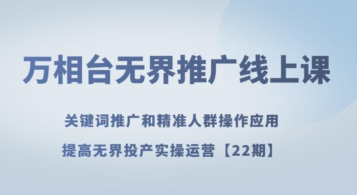 万相台无界推广线上课关键词推广和精准人群操作应用，提高无界投产实操运营【22期】-创新Ovo