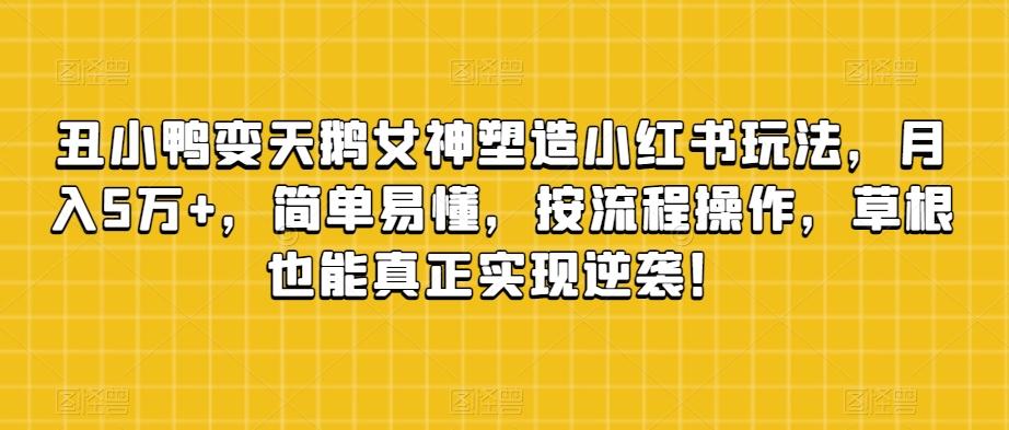 丑小鸭变天鹅女神塑造小红书玩法，月入5万+，简单易懂，按流程操作，草根也能真正实现逆袭！-创新Ovo