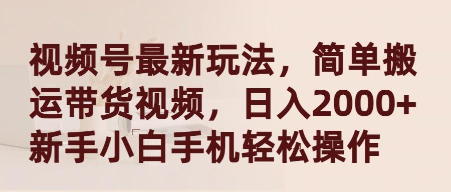 (9486期)视频号最新玩法，简单搬运带货视频，日入2000+，新手小白手机轻松操作-创新Ovo
