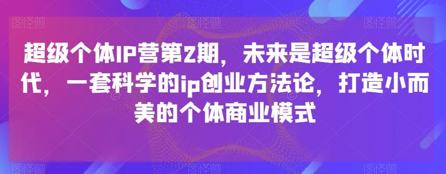 超级个体IP营第2期，未来是超级个体时代，一套科学的ip创业方法论，打造小而美的个体商业模式-创新Ovo