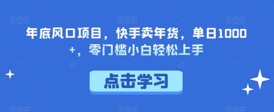 年底风口项目，快手卖年货，单日1000+，零门槛小白轻松上手-创新Ovo
