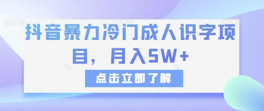 抖音暴力冷门成人识字项目，月入5W+【揭秘】-创新Ovo